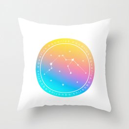 Aquarius Zodiac | Rainbow Circle Throw Pillow