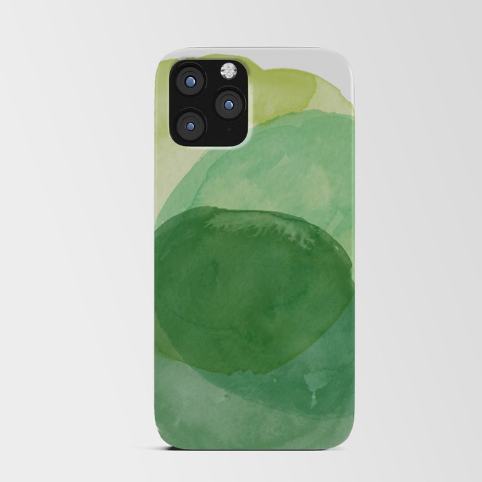 Abstract Organic Watercolor Shapes Painting in Green iPhone Card Case