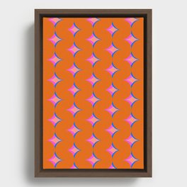 Retro modern orange shapes pattern  Framed Canvas
