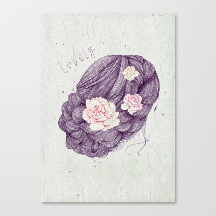 flowers; lovely girl Canvas Print