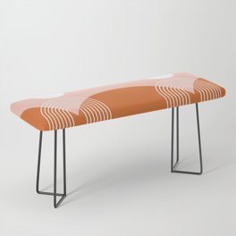 Geometric Rainbow Sun Abstract 35 in Rose Gold Red Bench