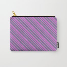 [ Thumbnail: Orchid and Slate Gray Colored Stripes/Lines Pattern Carry-All Pouch ]