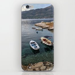 Boats in a bay, Korcula iPhone Skin