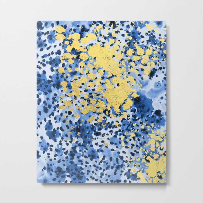 Nell - abstract gold indigo blue painting free spirit hipster boho college dorm modern minimalism  Metal Print