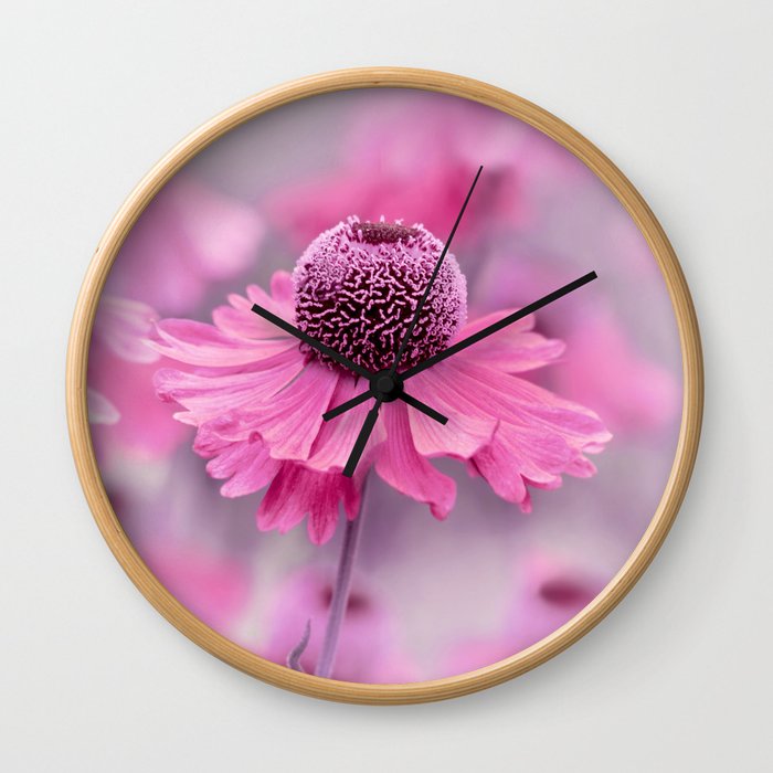 Pink flower macro 066 Wall Clock