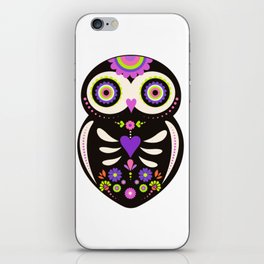Retro Day of the Dead Owl Art iPhone Skin