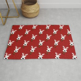 Reindeer in a snowy day (red) Rug | Pattern, Cute, Snow, Santa, Rudolph, Reindeer, Nature, Holiday, Christmas, Graphicdesign 