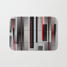 Off the Grid - Abstract - Gray, Black, Red Bath Mat