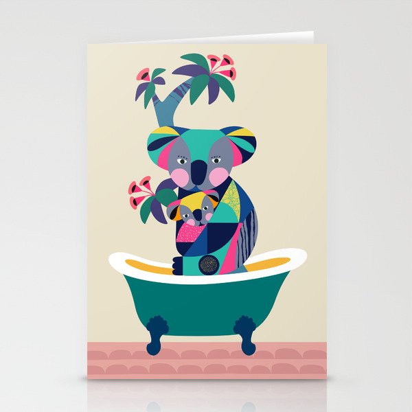Koala in bathtub Stationery Cards