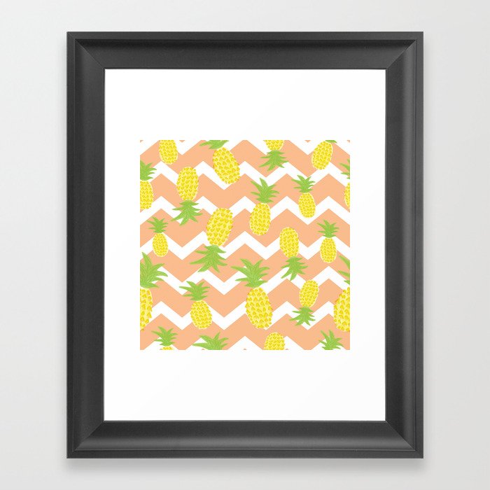 Orange Pinapple Pattern Framed Art Print