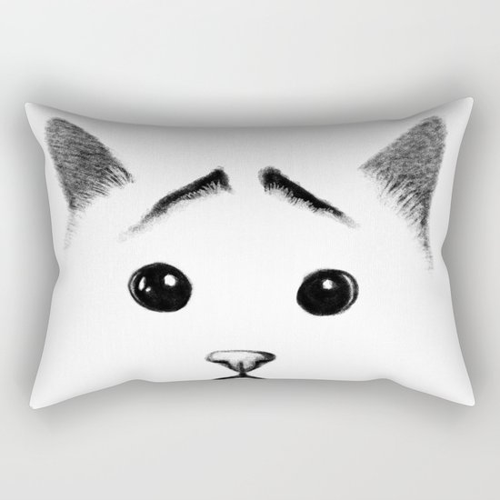 Cat with eyebrows Rectangular Pillow