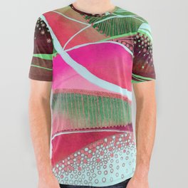 Abstract Landscape Painting | Colorful Modern Creative Watercolor and Gouache | Fuchsia, Green, Brown All Over Graphic Tee