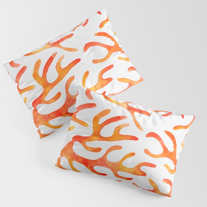 Coral Watercolor - Orange Pillow Sham