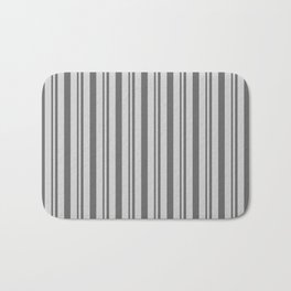 [ Thumbnail: Dim Grey & Light Gray Colored Stripes Pattern Bath Mat ]