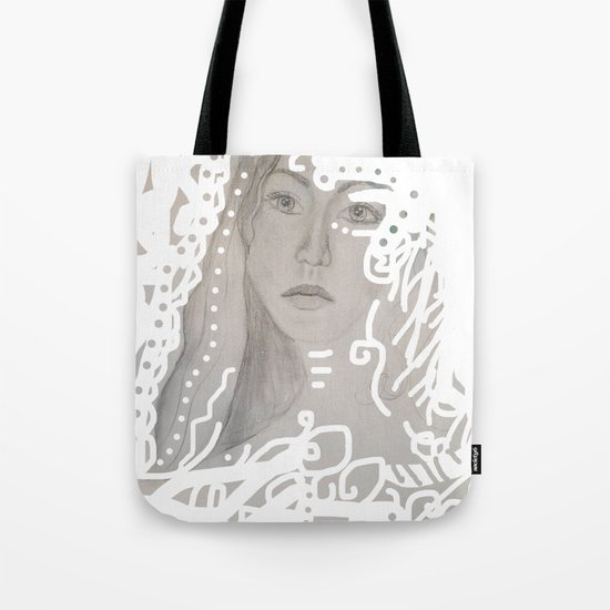 grey face made of pencil and lace Tote Bag