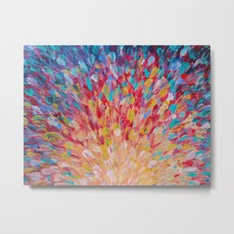 SPLASH - WOW Dash of Cheerful Color, Bold Water Waves Theme, Nature Lovers Modern Abstract Decor Metal Print | Modern, Colorful, Ebiemporium, Waves, Acrylic, Whimsical, Painting, Coastal, Beach, Rainbow 