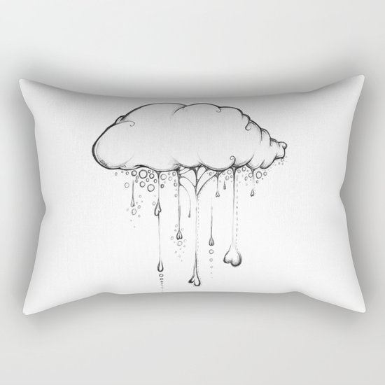 Happy Cloud Drawing, Cute Whimsical Illustration Rectangular Pillow