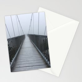 The Swinging Bridge in Fog on a Mountain Stationery Card