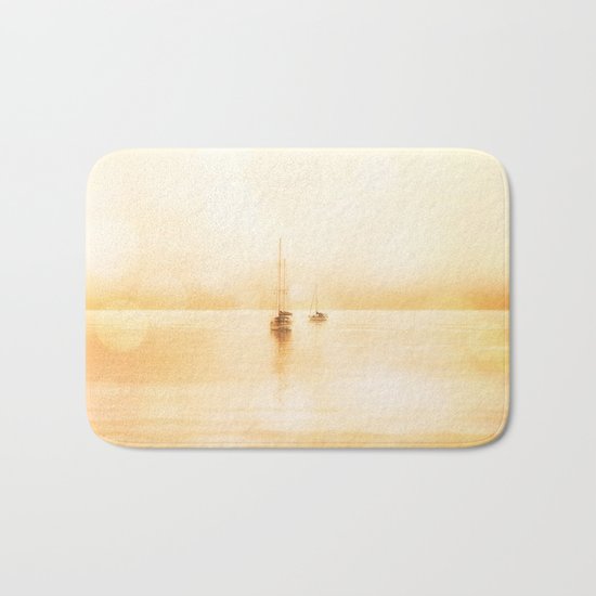 Bahama Sunset lonely sail boats Bath Mat