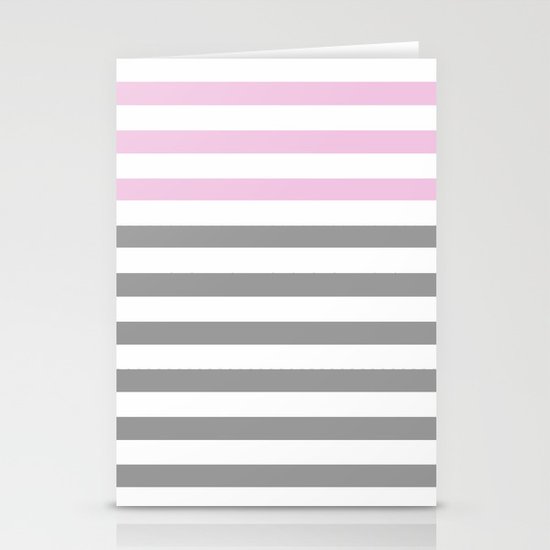GRAY & PINK STRIPES Stationery Cards