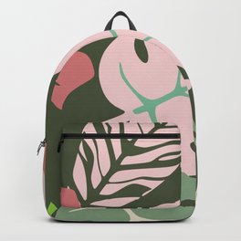 Tropical leaves green and pink paradises Backpack