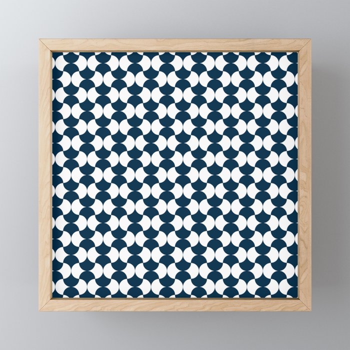 Geometric Umbrellas - Navy + White Framed Mini Art Print