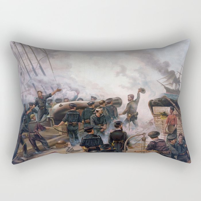 Civil War Naval Battle - Kearsarge And Alabama Rectangular Pillow