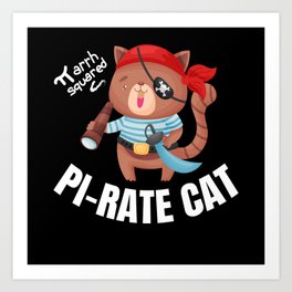 Pi Rate Cat Math Buccaneer Captain Art Print