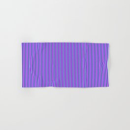 [ Thumbnail: Dark Violet & Sky Blue Colored Pattern of Stripes Hand & Bath Towel ]