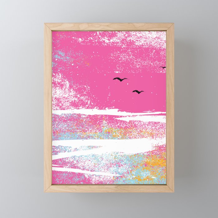 Pink Waves Framed Mini Art Print