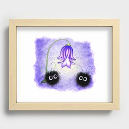 Fluffy monsters and flower Recessed Framed Print