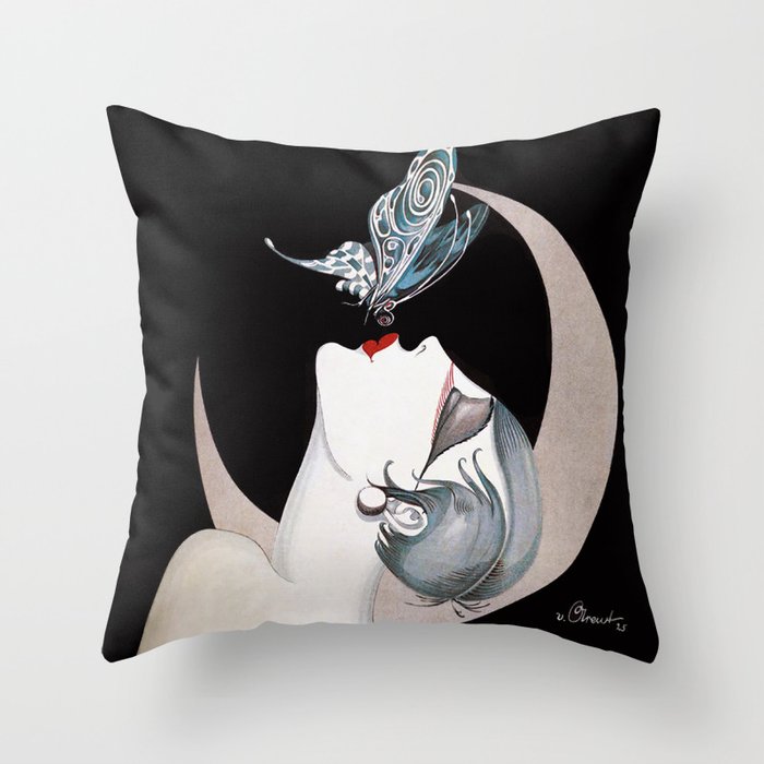 Art Deco Woman Throw Pillow