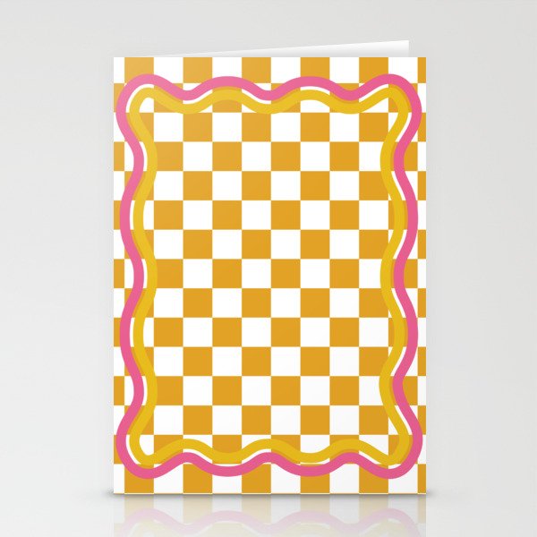 Yellow Checkerboard Stationery Cards