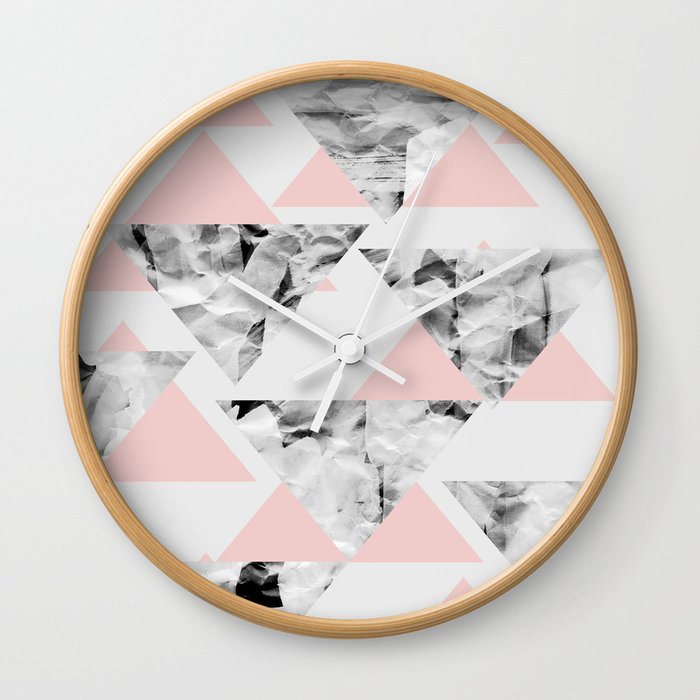 Pink Triangles Wall Clock by Georgiana Paraschiv | Society6