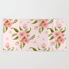 Simple Pink Flower Popular Collection Beach Towel
