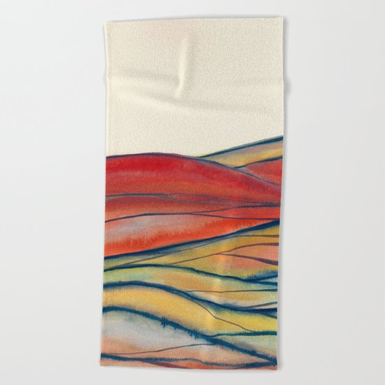 Watercolor abstract landscape 28 Beach Towel