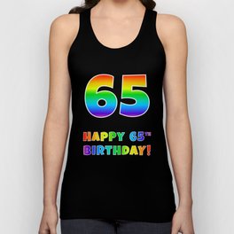 [ Thumbnail: HAPPY 65TH BIRTHDAY - Multicolored Rainbow Spectrum Gradient Tank Top ]
