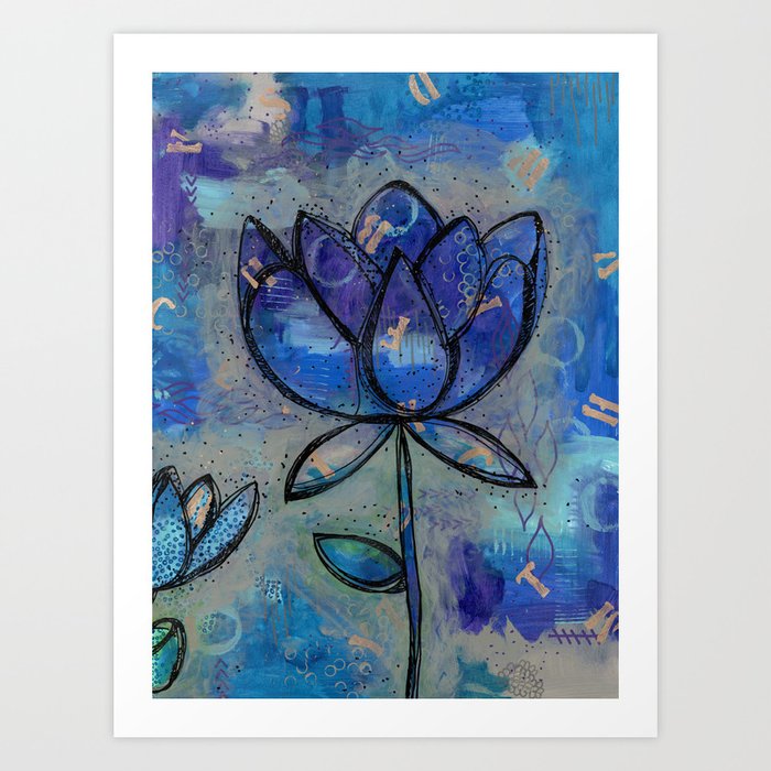 Abstract Lotus Flower Intuitive Art Print By Nicolegiger