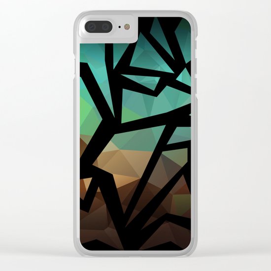 Abstract background of triangles polygon print. Bright dark design colors Clear iPhone Case
