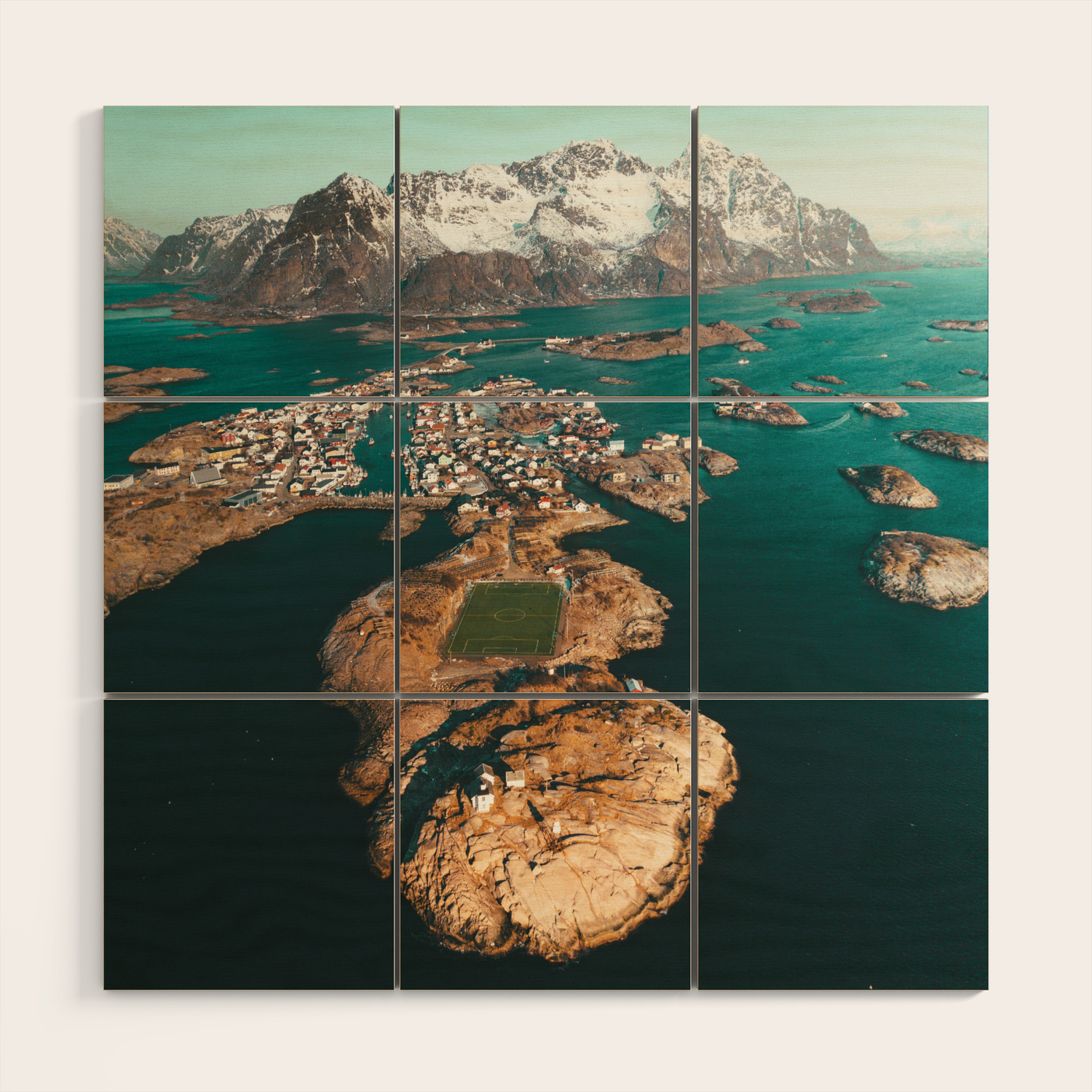Norway Lofoten Henningsvaer Soccer Field V1 Wood Wall Art By