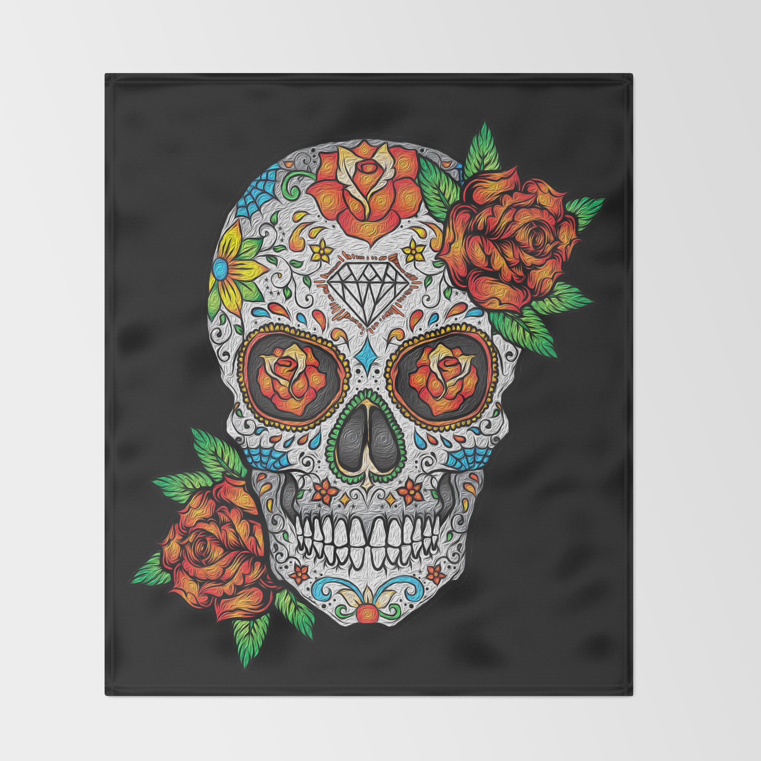 Sugar Skull Day Of The Dead Throw Blanket By Folknfunky Society6