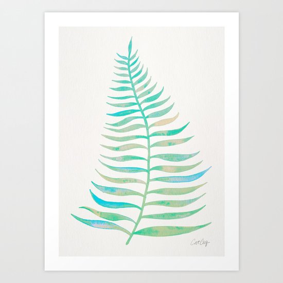 Palm Leaf – Sea Foam Palette Art Print