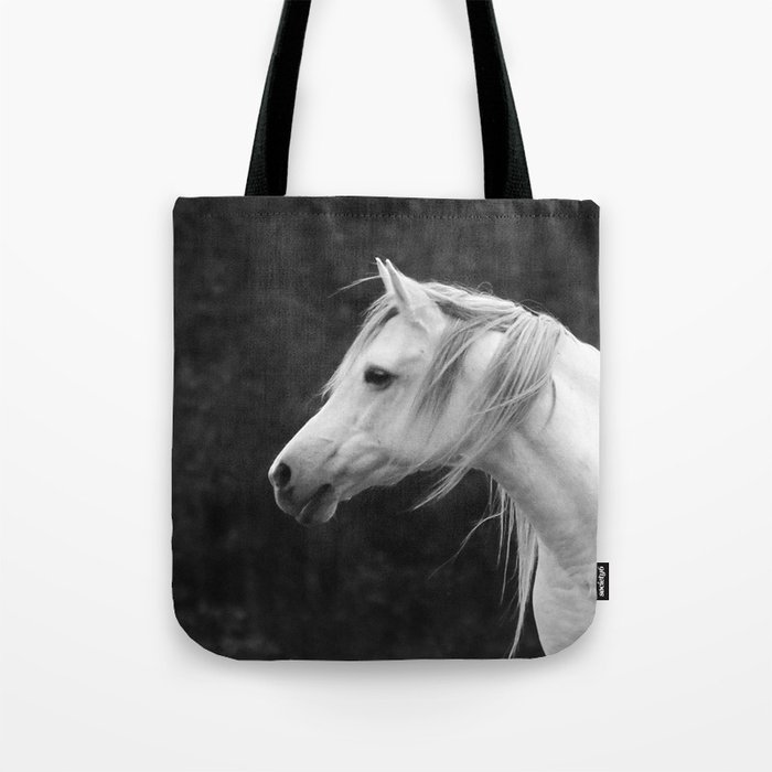 Arabian horse in black and white Tote Bag