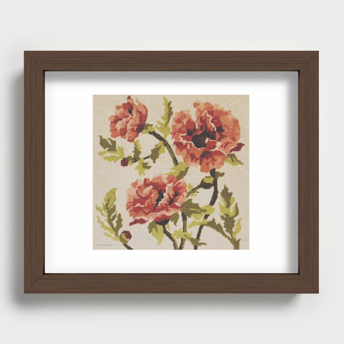 Flower Bouquet Needlepoint Recessed Framed Print