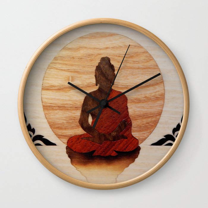 Buddha marquetry Wall Clock