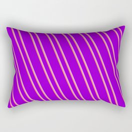[ Thumbnail: Dark Violet, Plum & Coral Colored Stripes/Lines Pattern Rectangular Pillow ]