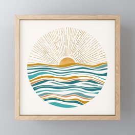 The Sun and The Sea - Gold and Teal Framed Mini Art Print