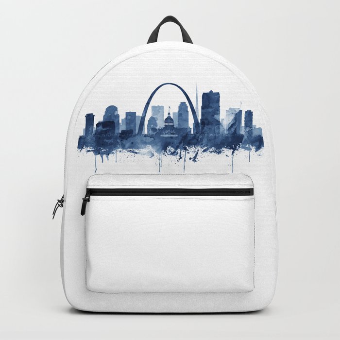 Saint Louis Skyline Watercolor Blue, Art Print By Synplus Backpack