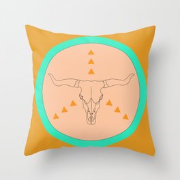 Highland Cow Skull Geometric Throw Pillow