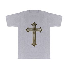 medieval Christian cross stone look T Shirt